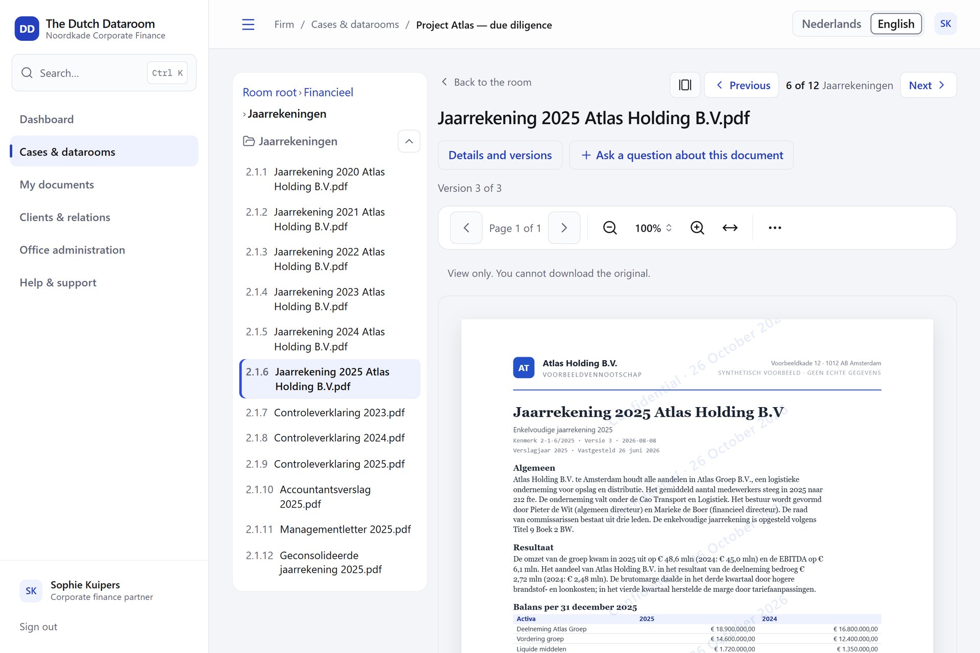 Actual app screen: annual accounts in the viewer with a watermark