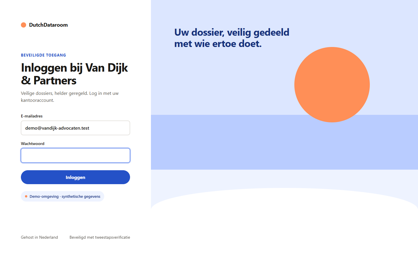 Inlogscherm met e-mailadres, wachtwoord en de knop Inloggen